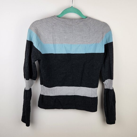 J. Crew Striped Mixed Media Knit Raglan Sleeve Crewneck Sweater sz S? - Picture 2 of 9